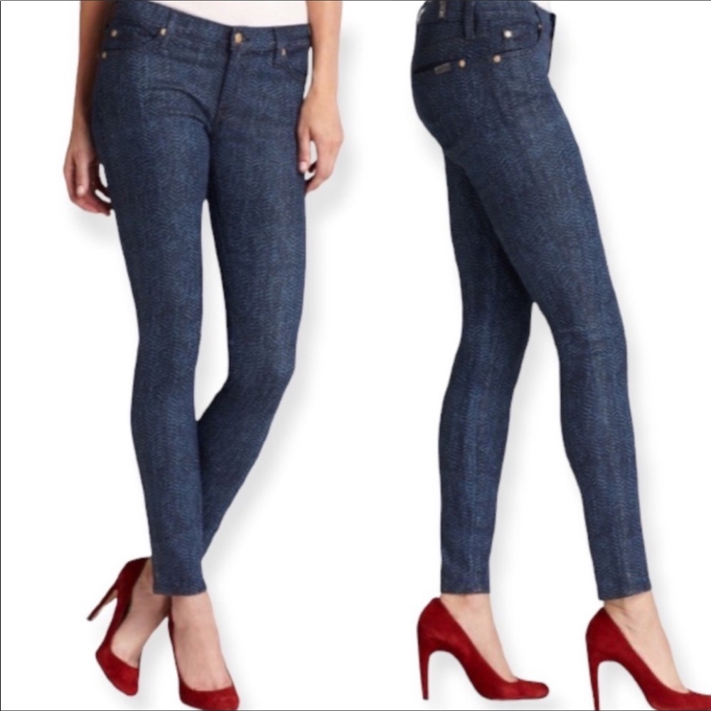 7 FOR ALL MANKIND The Skinny Herringbone Broken Laser Jeans 28